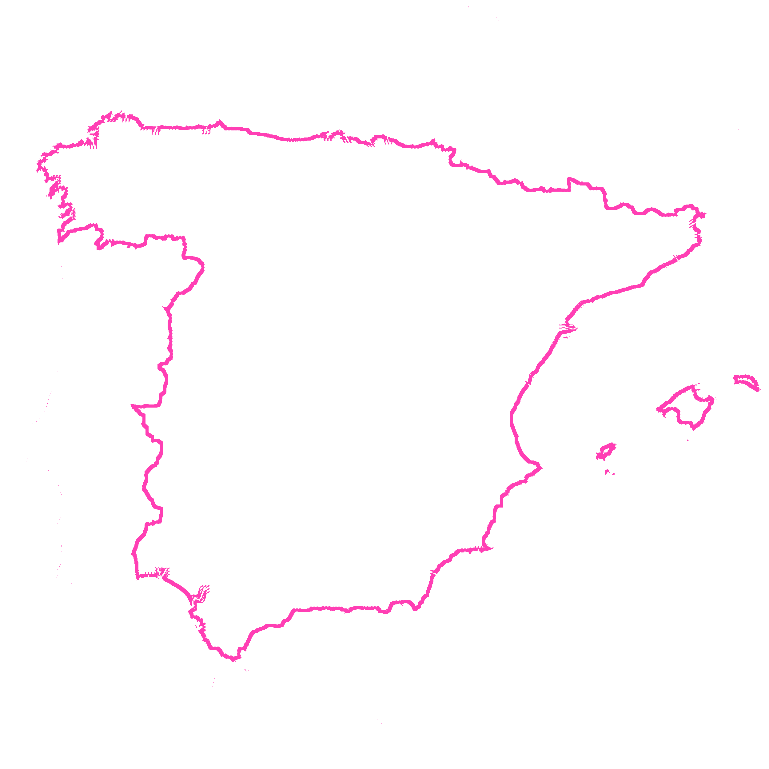 Silueta de España con las ciudades en las que ha actuado D. Cortés